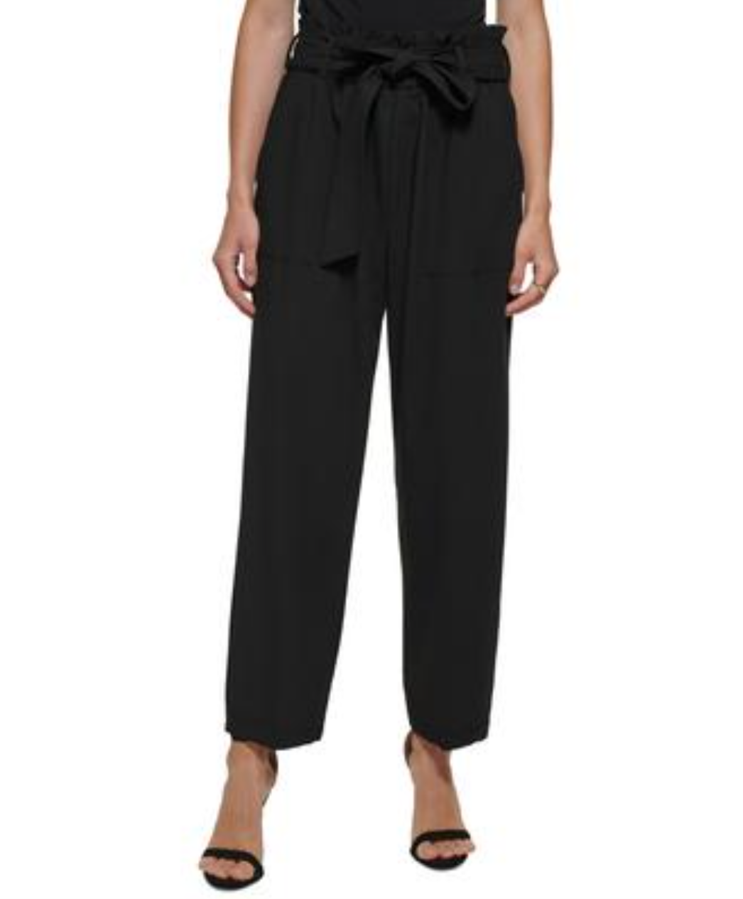 DKNY Pantalon large taille haute avec ceinture pour femme - Classique