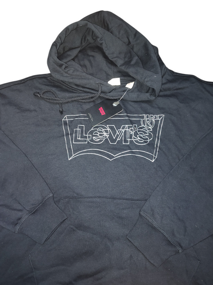 Levi's Plus Size Hoodie Black 3D Glitter Batwing Logo Sweatshirt