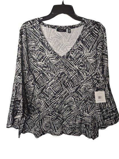ELLA by Rafaella Plus Size Knit V neck Ruffle Blouse 2X