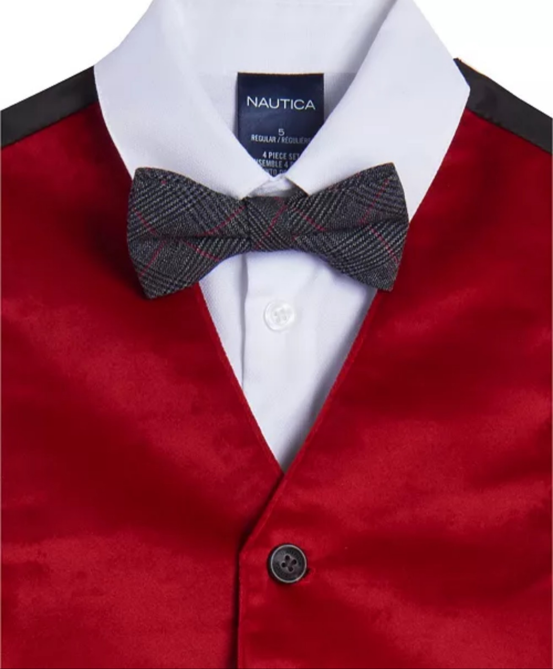 Nautica Little Boys Velvet 4 Piece Vest Rooster Red