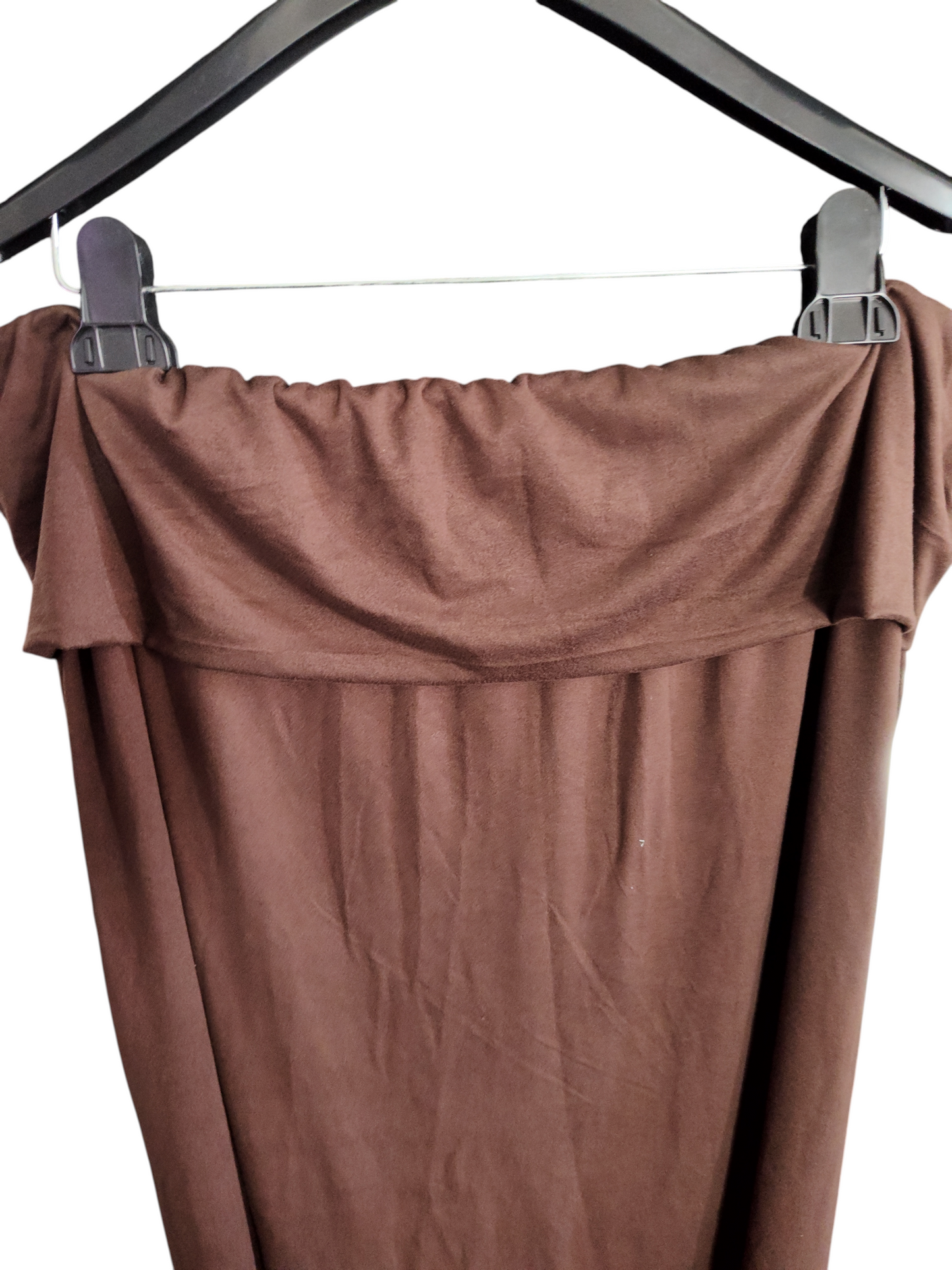 24seven Comfort Apparel  Women Brown 2X Large Long Maxi Skirt Fold over