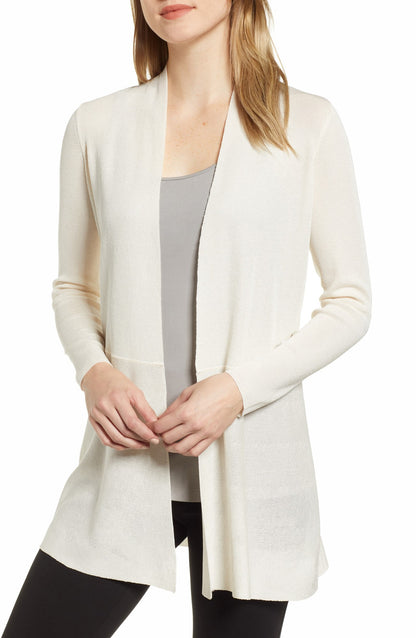 Anne Klein Open-Front Longline Cardigan Anne White