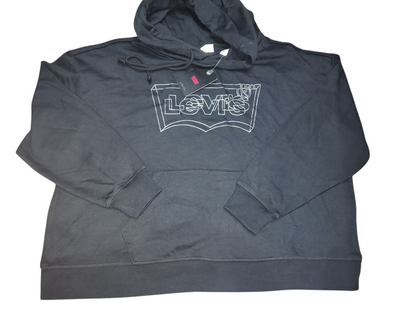 Levi's Plus Size Hoodie Black 3D Glitter Batwing Logo Sweatshirt