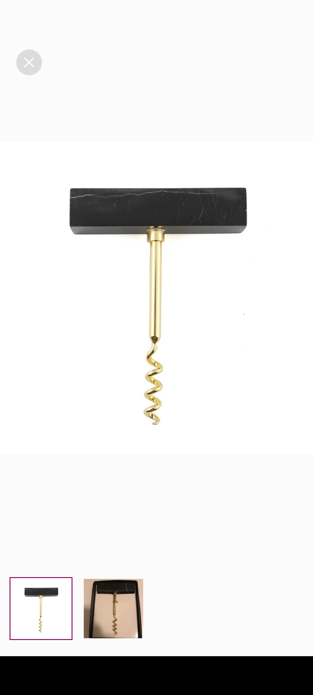 Thirstystone black marble handle. corkscrew. Wine opener, stainless steel