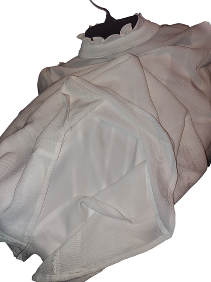 Women's Ruffled Pintucked Blouson-Sleeve Blouse Small