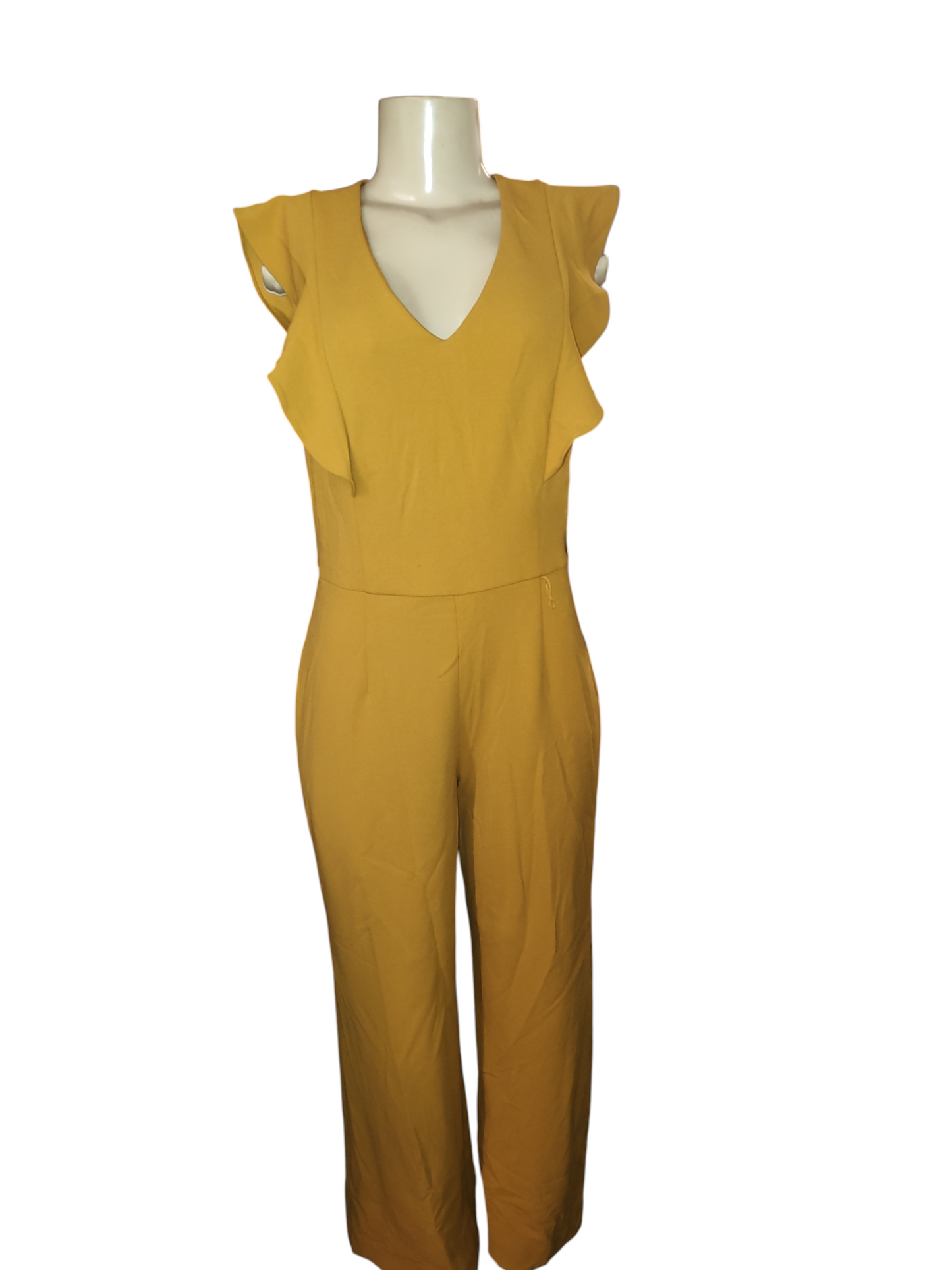 Chemise à volants en crêpe de plongée Kasper à col en V