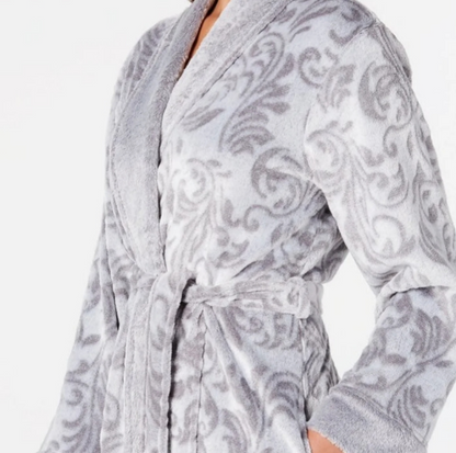 Charter Club Plus Size Long Plush Scroll-Print Rob