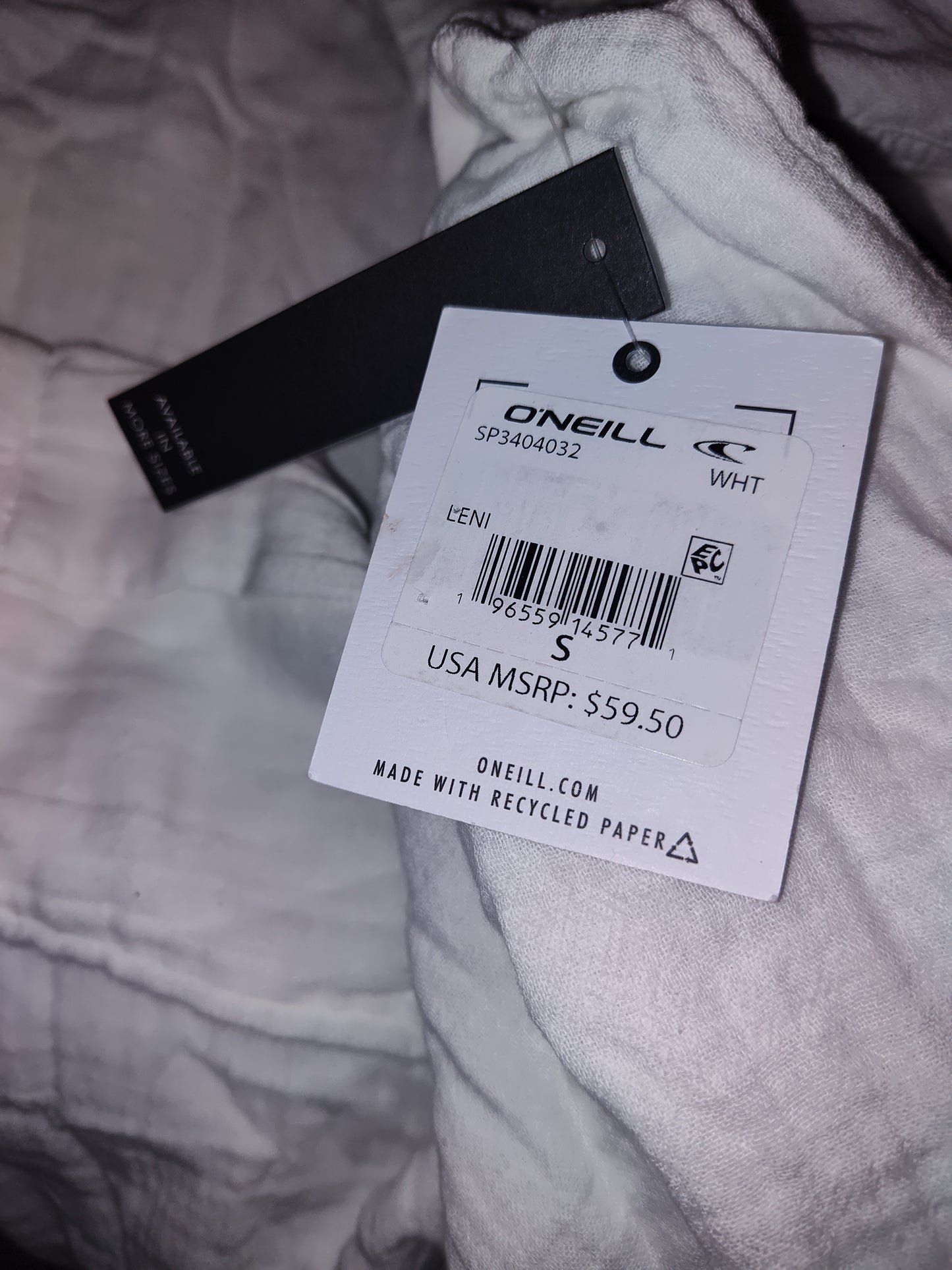 ONeill Juniors Leni Crinkled Button up shirt.  White Small