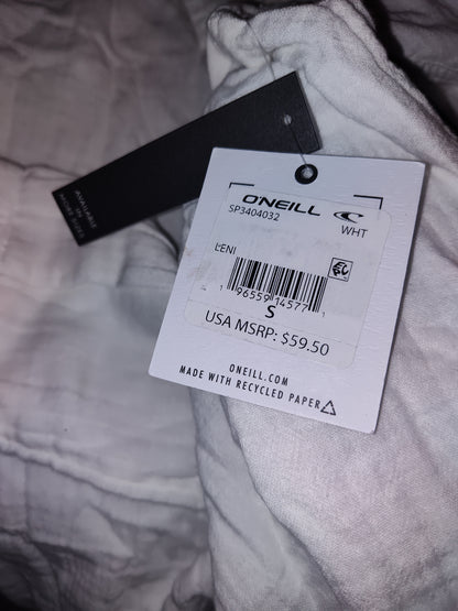 ONeill Juniors Leni Crinkled Button up shirt.  White Small