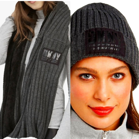 DKNY Women's Winter Beenie Hat and Infinity Scarf Set