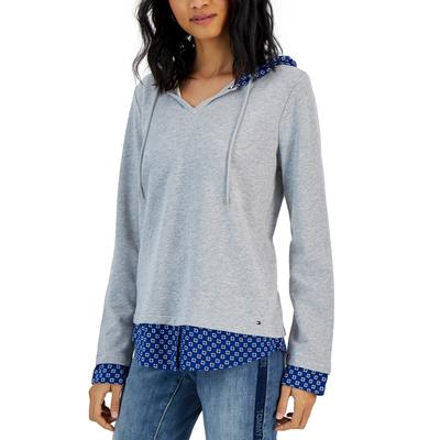 Sweat à capuche en molleton français à effet superposé Tommy Hilfiger pour femme