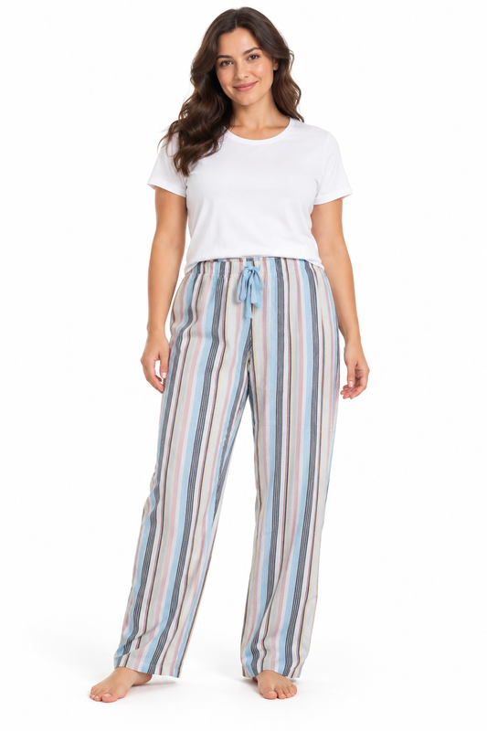 Jenni Women’s 100% Cotton Striped Pajama Pants – Multicolor, XL