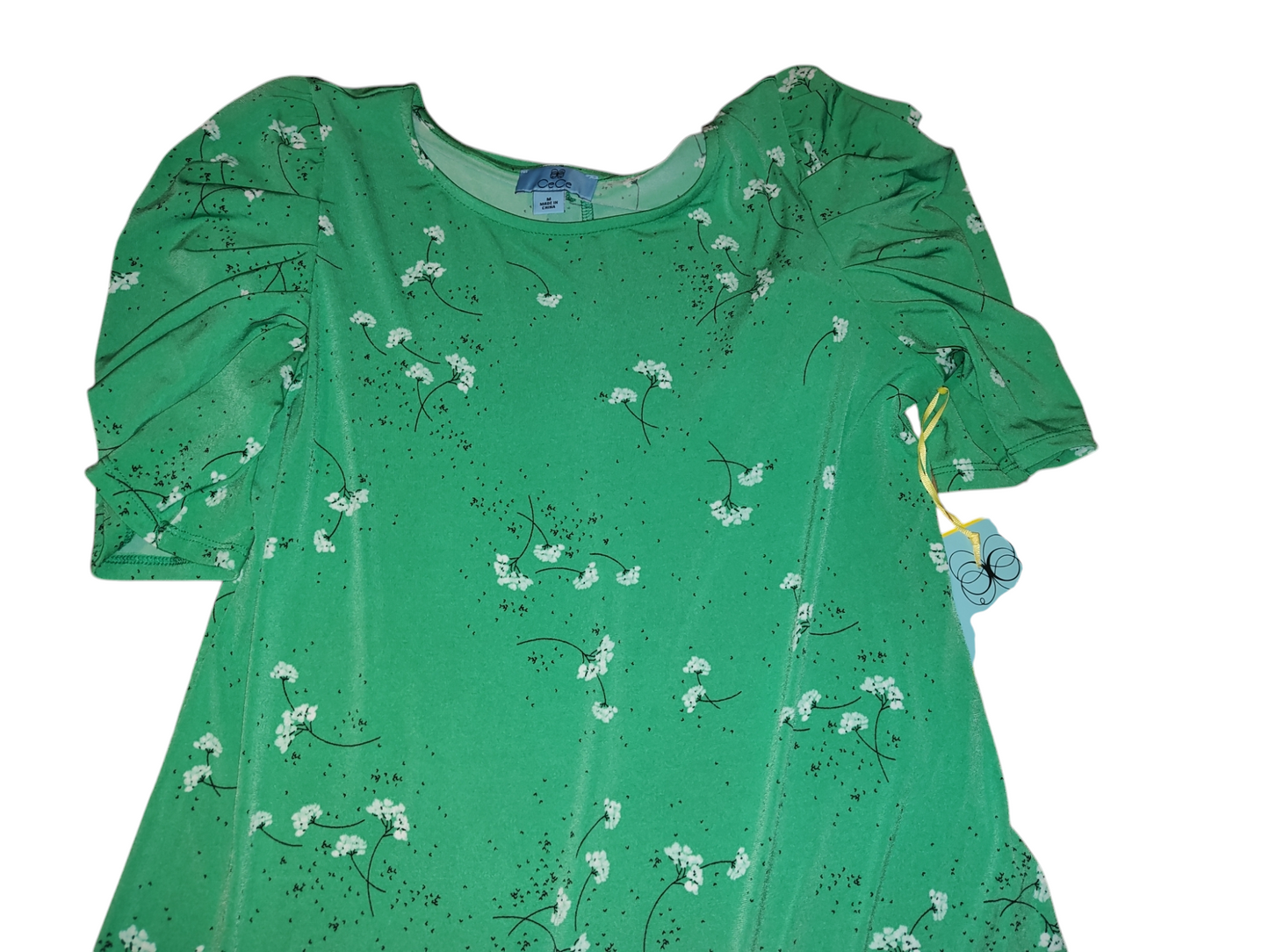 Robe imprimée à manches froncées pour femme, émeraude douce