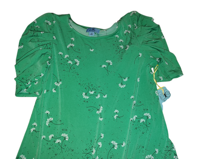 Robe imprimée à manches froncées pour femme, émeraude douce