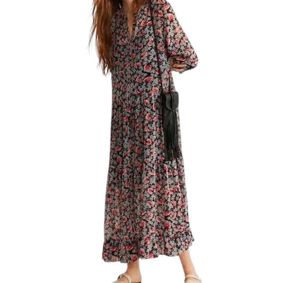 Mango Women,s Chiffon max Floral Dress. Caleta XS/2