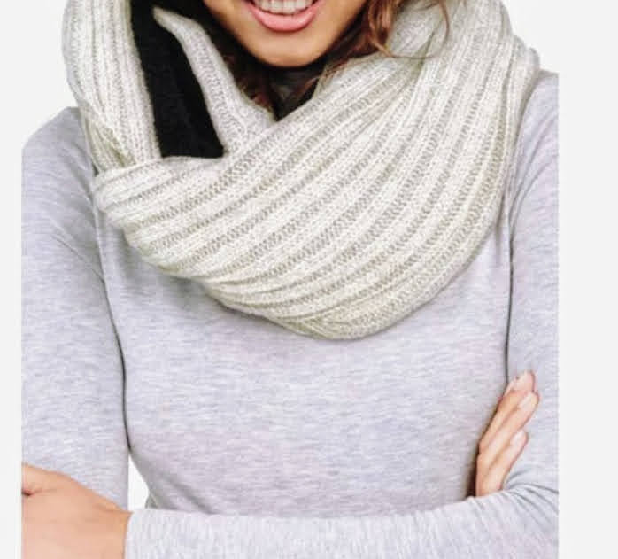 DKNY Women's Fleece lined  Ribbed Infinity Winter Scarf- DK4908
