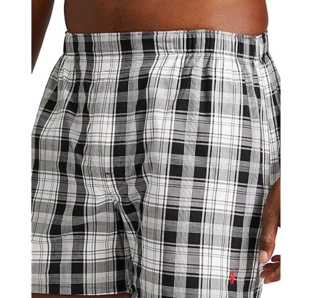 Polo Ralph Lauren Men’s Classic Woven Boxers 3-Pack – Black & Gray Assorted – 100% Cotton – Size Small