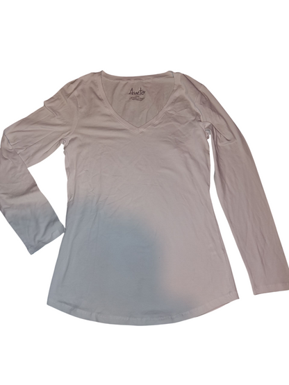 Aveto Juniors V-Neck Long-Sleeved Top White Large