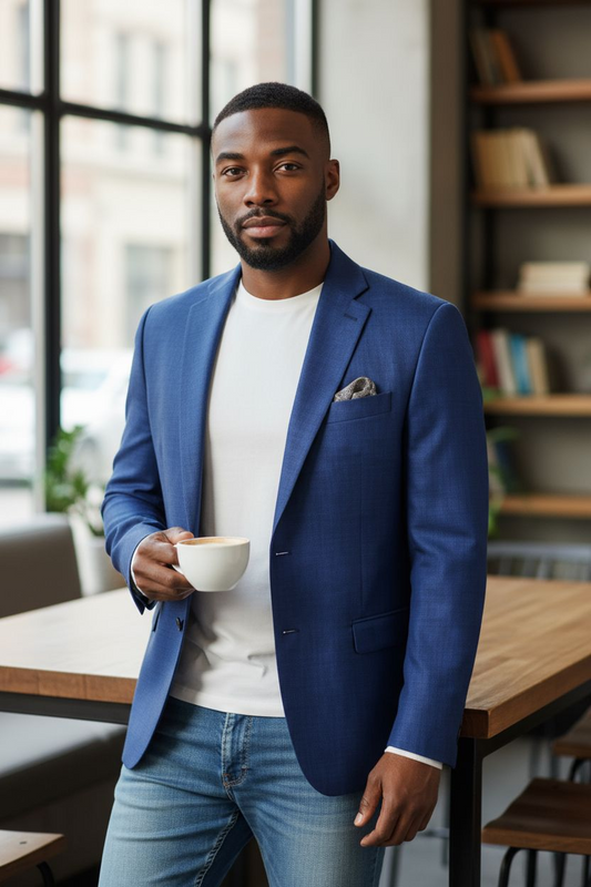 Lauren Ralph Lauren Men’s Classic-Fit Neat UltraFlex Sport Coat – Bright Blue Navy, Size 60R | New