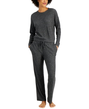 Alfani Ribbed Pajama Set. Black Ice Heather Gray.  XL