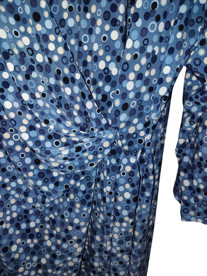 NWT Anne Klein Plus Size 2XL Faux Wrap Dress Blue Jay Midi Stretch close
