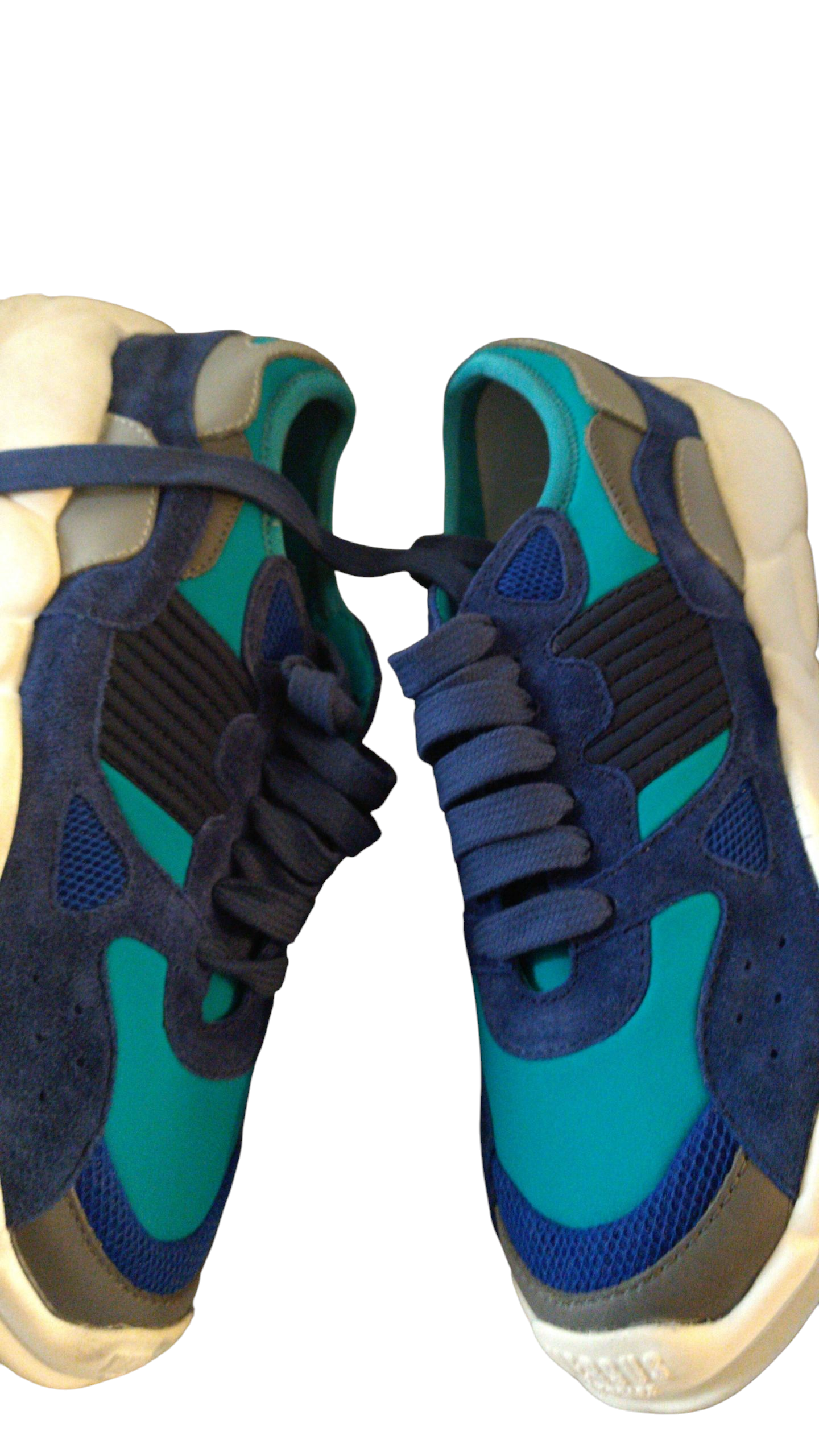 VERSACE VERSUS  Mens F2VNRC Suede Lace up Fashion Sneakers, BLUE 40