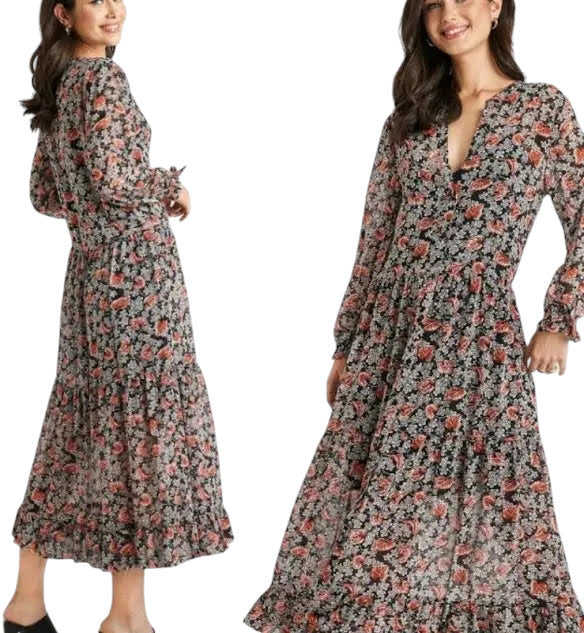 Mango Women,s Chiffon max Floral Dress. Caleta XS/2