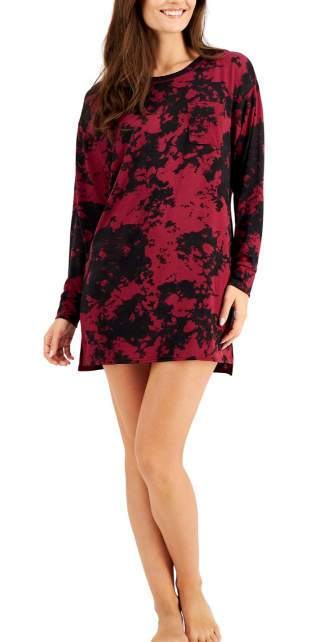 Jenni Printed Sleep Shirt Plum Wine