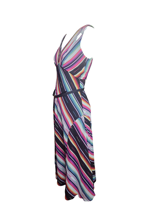 LAUREN Ralph Lauren Crinkle Georgette multicolored striped Dress. side