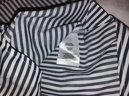 Jones New York Women's Cotton Oversized Striped  Button Down Shirt.  Navy white Collection