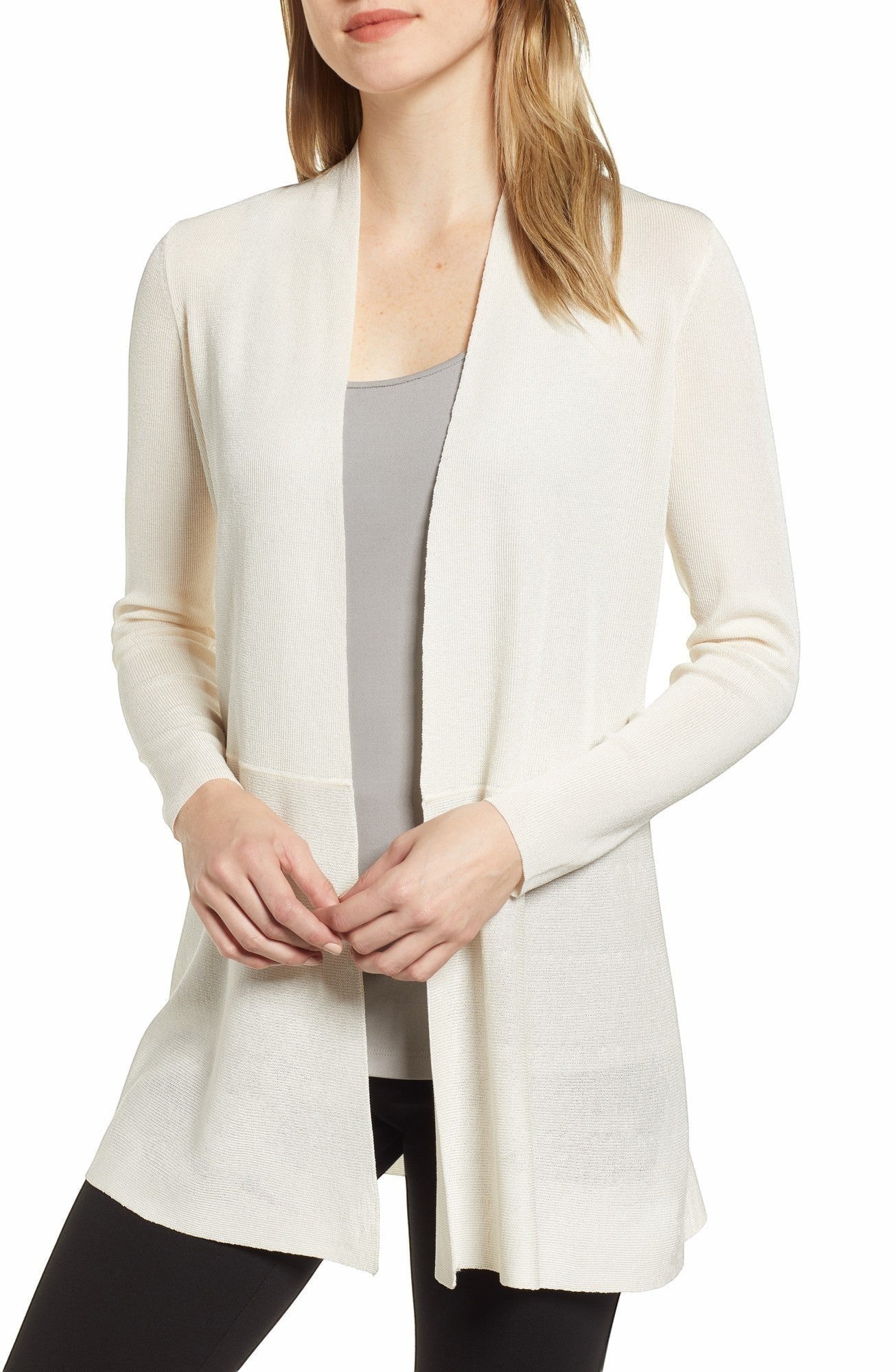 Anne Klein Open-Front Longline Cardigan Anne White