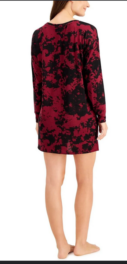 Jenni Printed Sleep Shirt Plum Wine