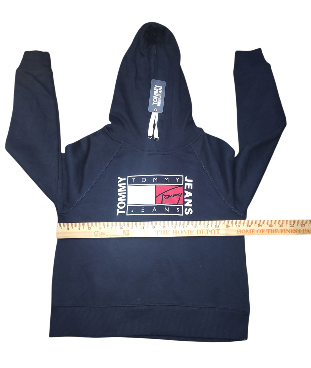 Sweat à capuche court à imprimé drapeau Tommy Jeans pour femme