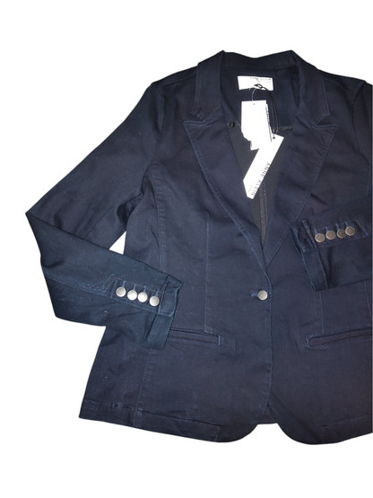 Anne Klein Jeans Womens Single-Button Blazer- Denim Rinse