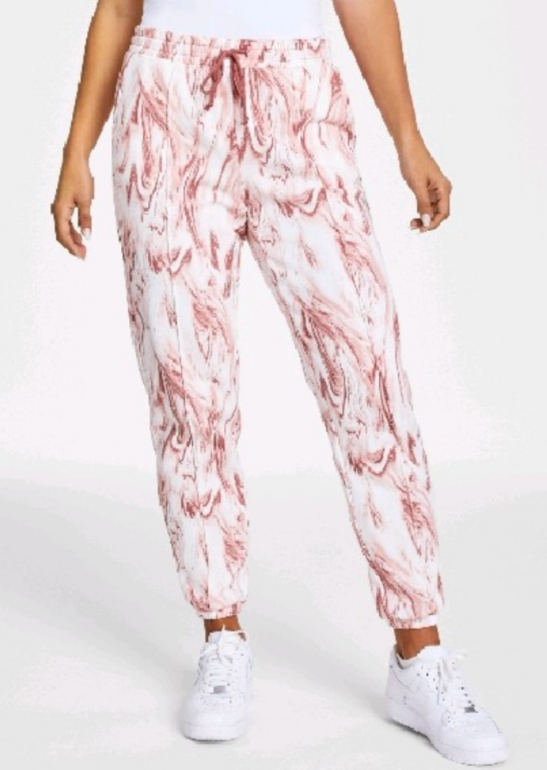 Jenni women's Sleep Jogger pajama lounge Pants Marble Pink -Rose Small