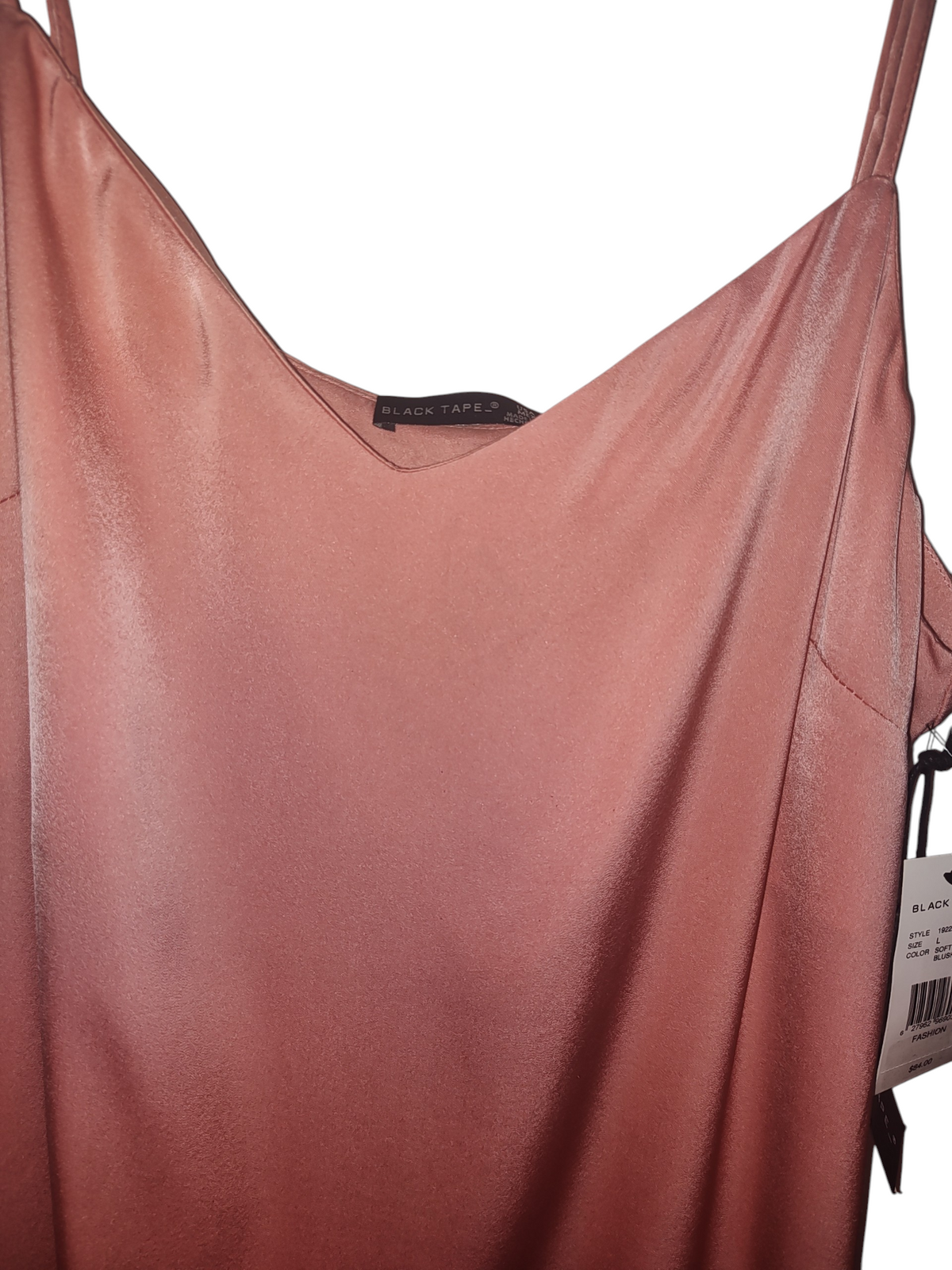 Black Tape Slip Midi long Dress Soft Antique Blush large