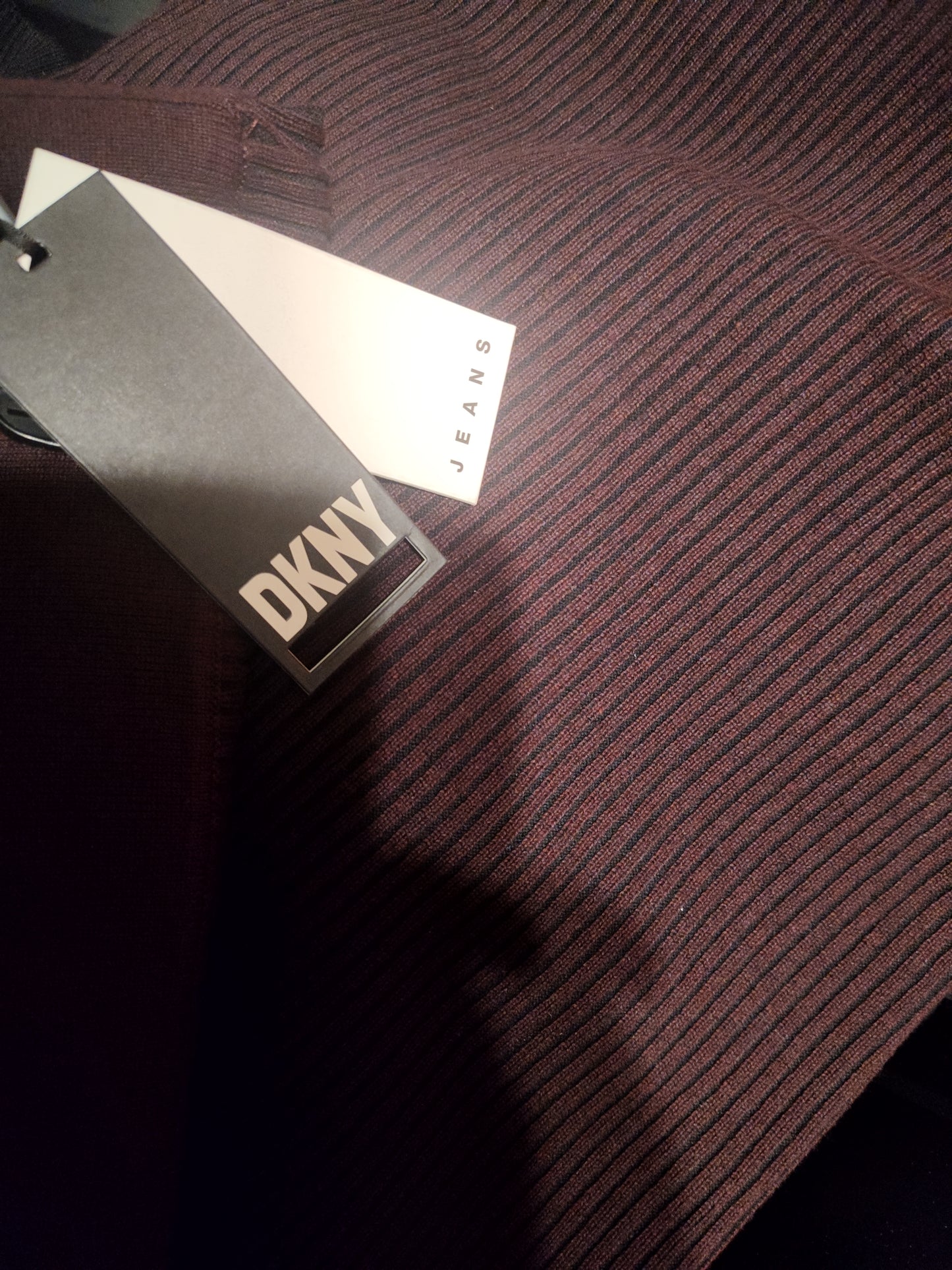 DKNY Jeans Womens Ribbed Pull-On Close Knit Pencil Burgundy/Black Small.