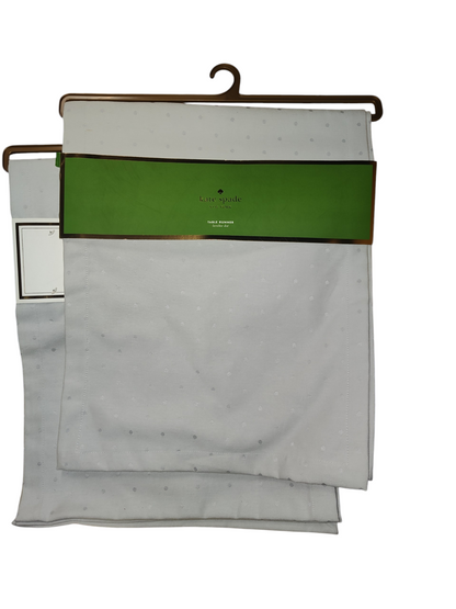 Kate Spade New York Larabee Dot Table Runner-Platinum-72 X 15 Inches