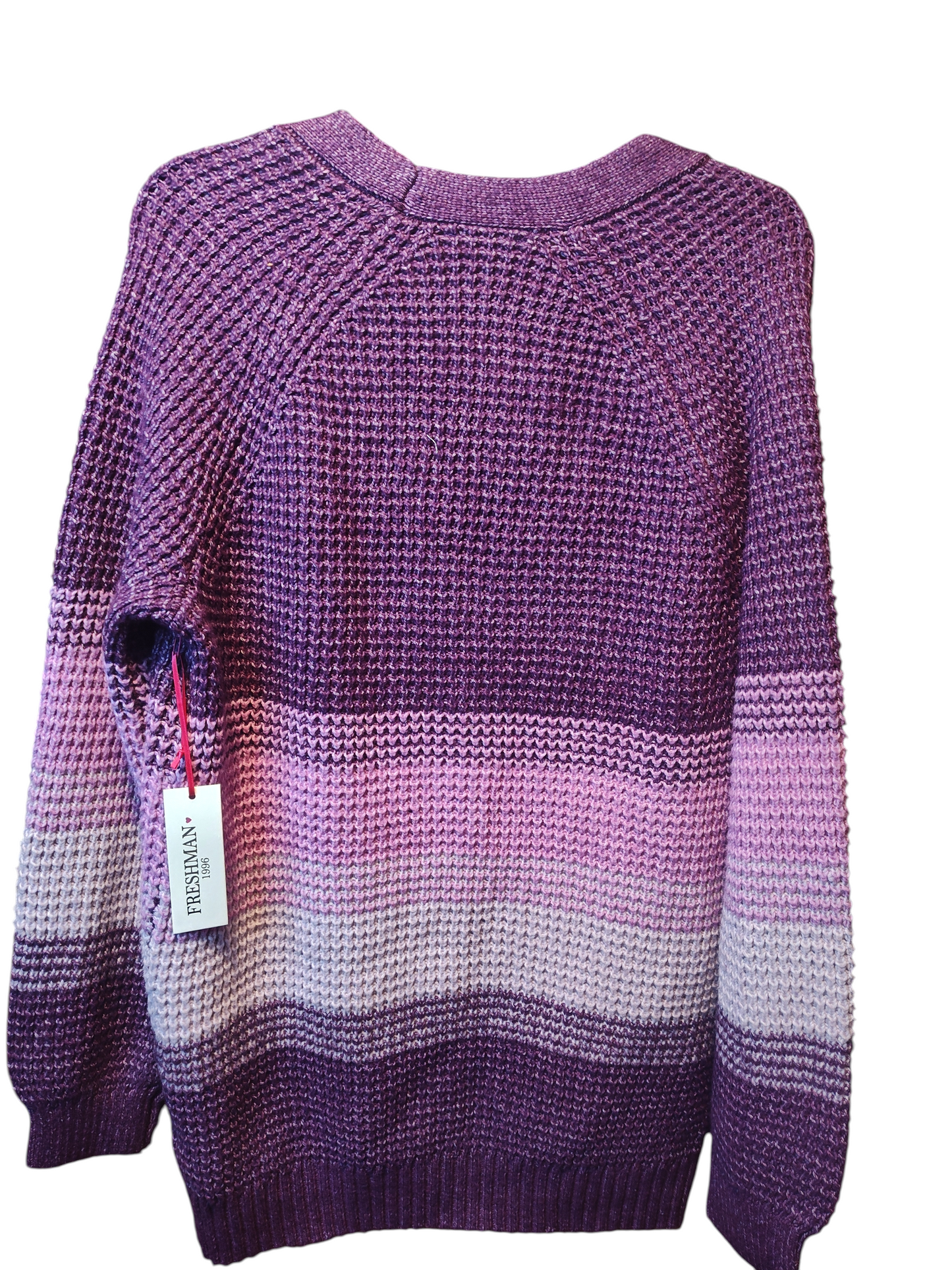 Freshman Juniors Ombre Striped Waffle- Berry Stripe Combo Medium