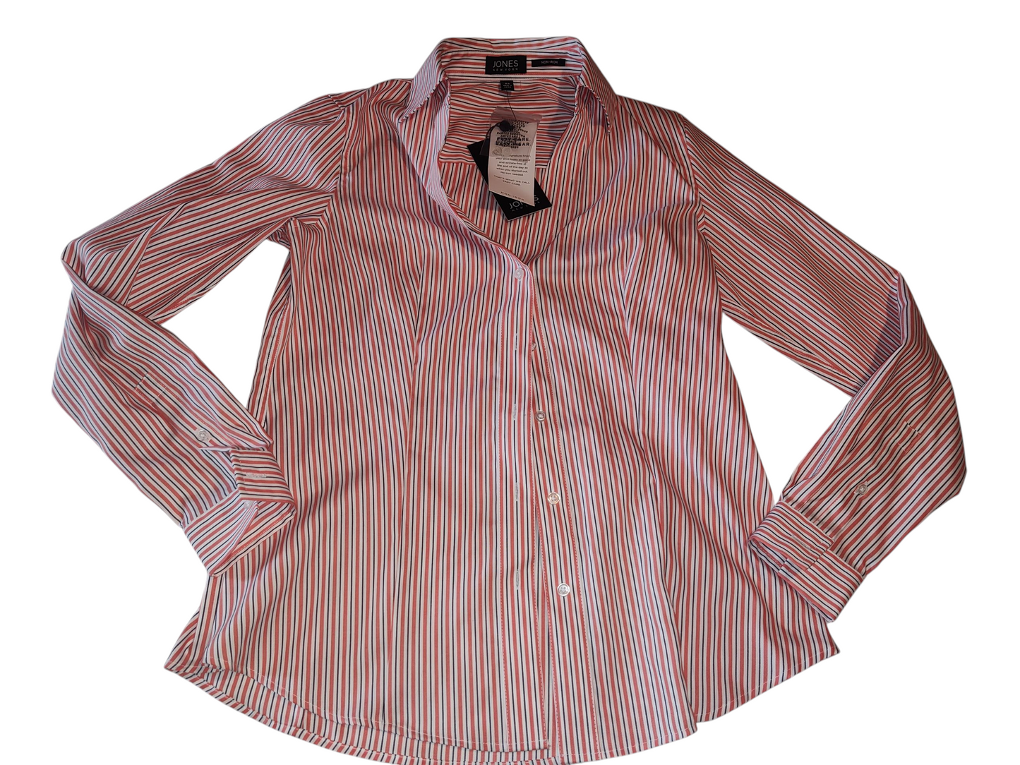 Jones New York Women's Easy Care Button Up long sleeve Shirt Coral Blush