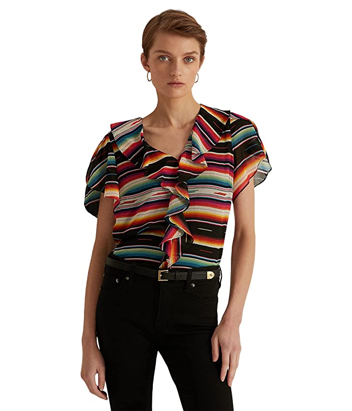 LAUREN Ralph Lauren  Women's Georgette Blouse Multicolor Striped