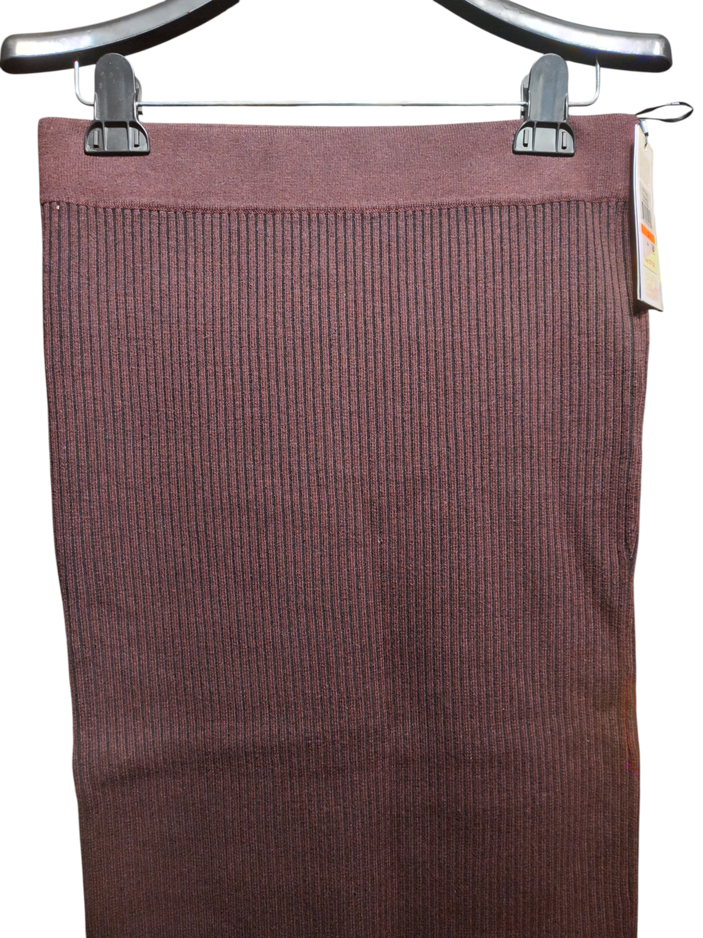 DKNY Jeans Womens Ribbed Pull-On Close Knit Pencil Burgundy/Black Small.