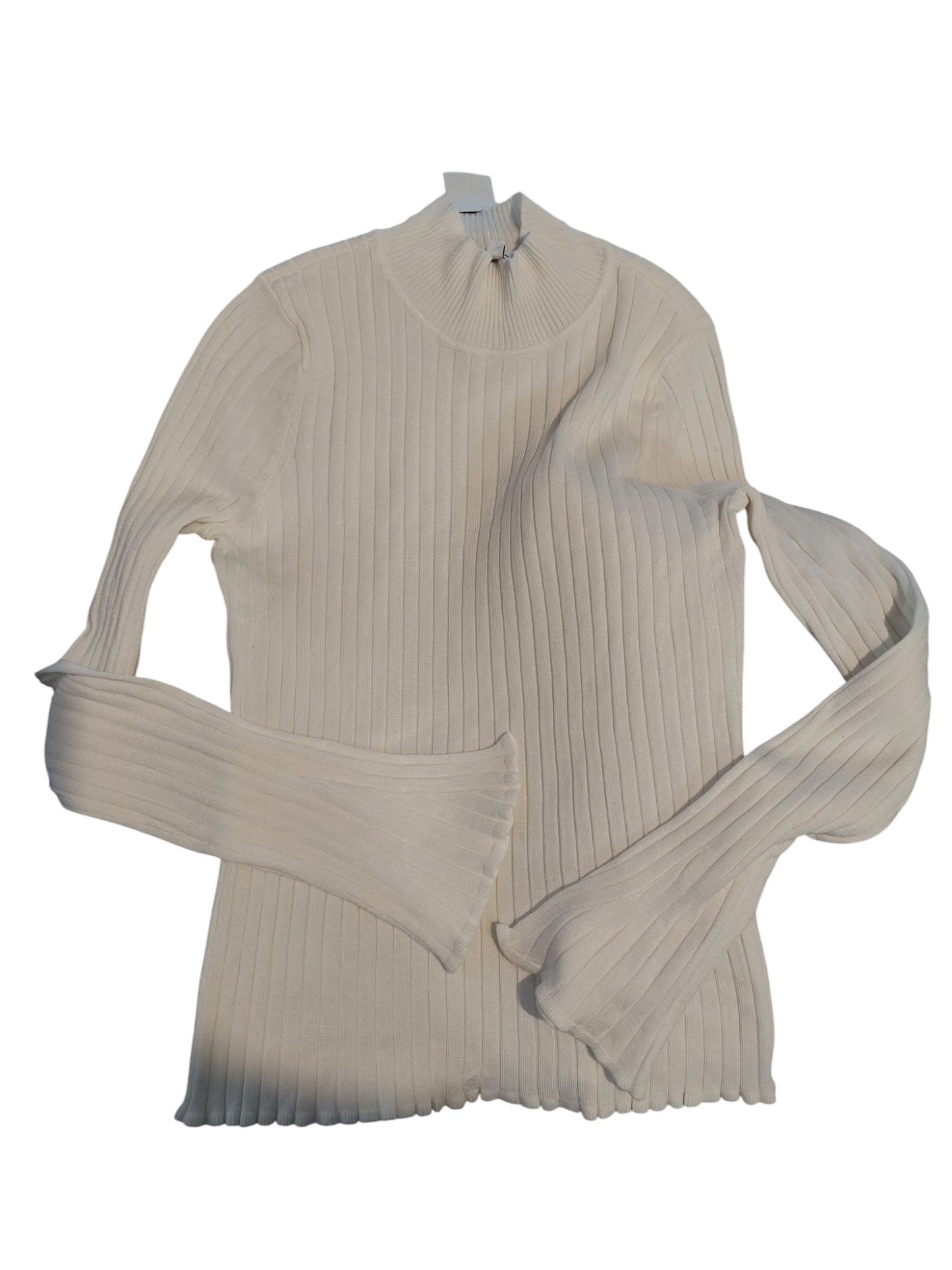 Hooked up Womens Juniors Ribbed Long Sleeve Pullover Top cream