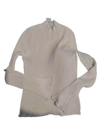 Hooked up Womens Juniors Ribbed Long Sleeve Pullover Top cream