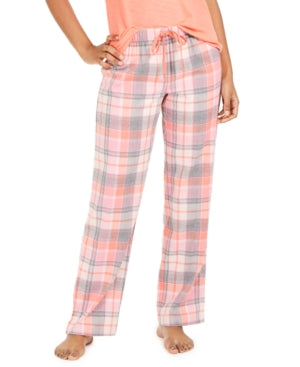 Jenni Printed 100% soft Cotton Plaid Pajama Pants Medium-Coral
