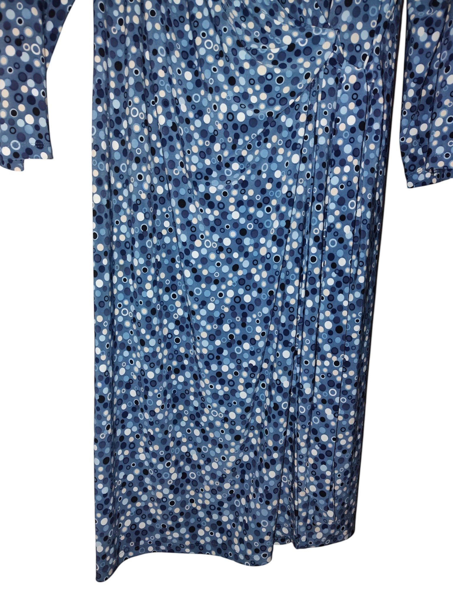 NWT Anne Klein Plus Size 2XL Faux Wrap Dress Blue Jay Midi Stretch closeup