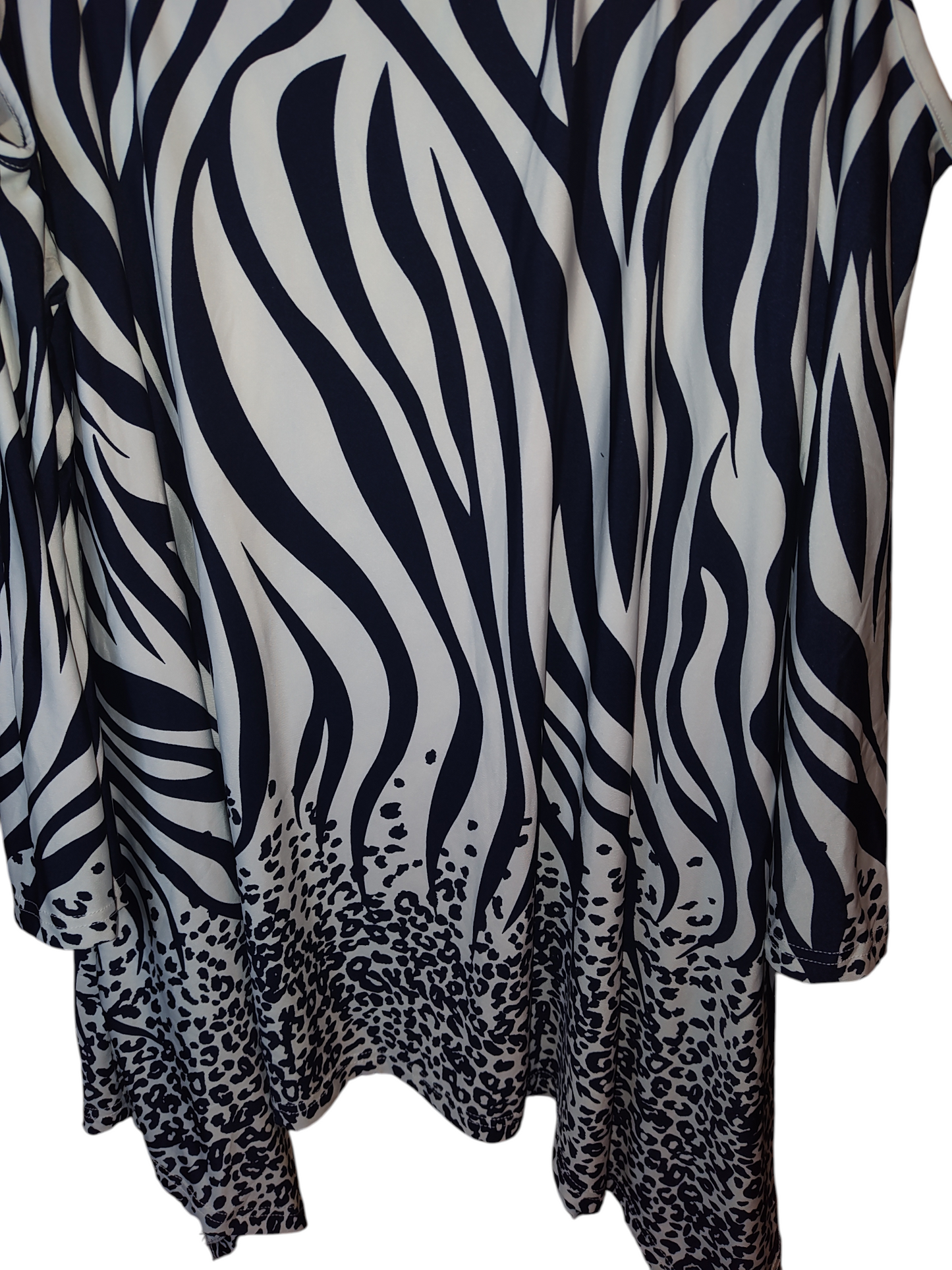 PS1305-02-3X  White mark Plus Size Antonia Cold Shoulder Tunic Top, Navy & White - 3X
