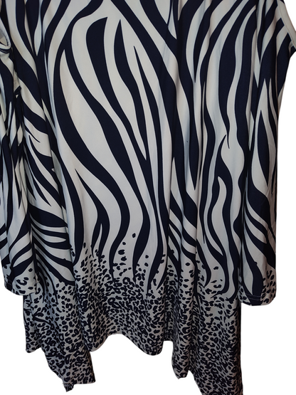 PS1305-02-3X  White mark Plus Size Antonia Cold Shoulder Tunic Top, Navy & White - 3X