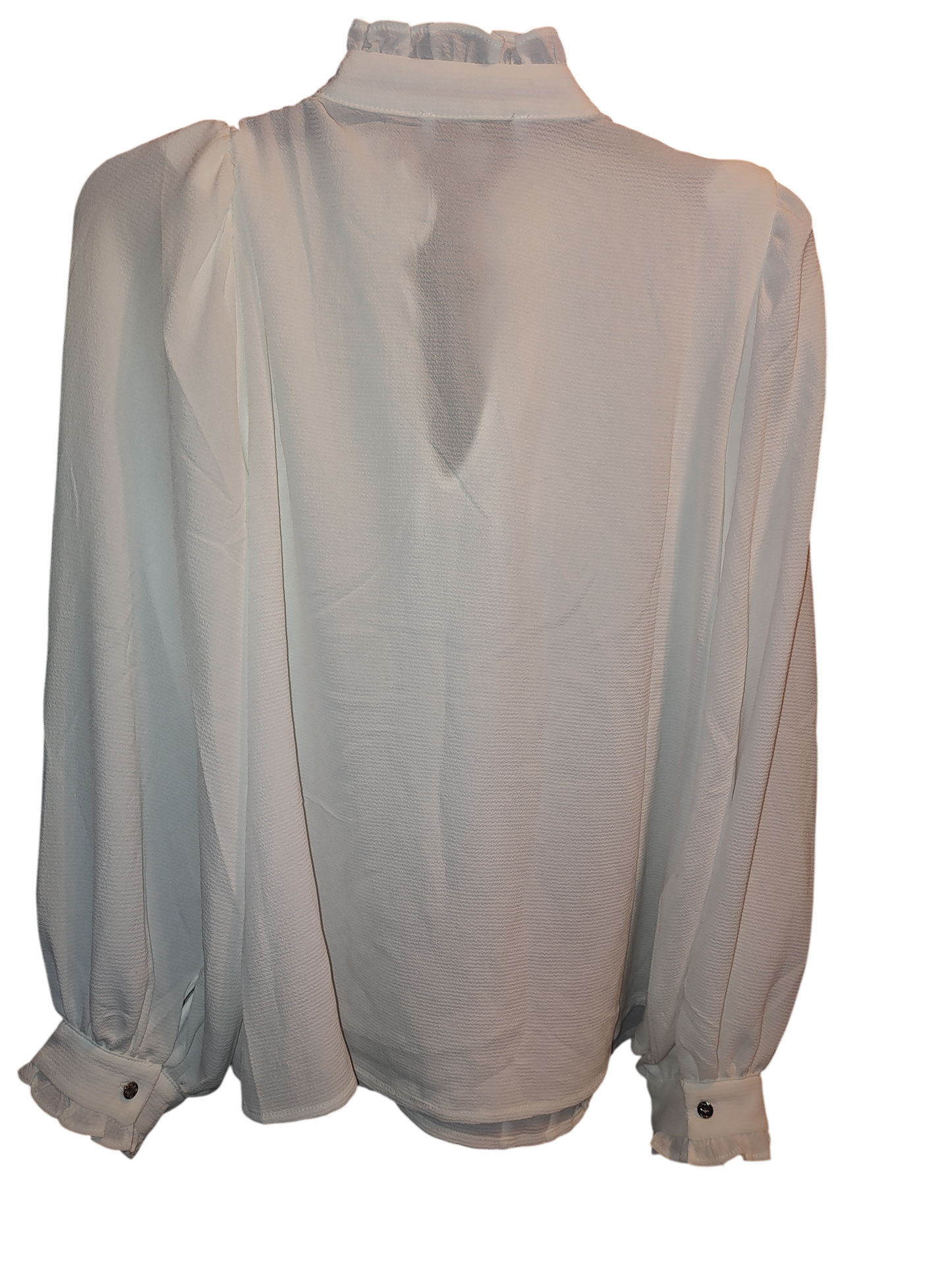 Women's Ruffled Pintucked Blouson-Sleeve Blouse Small