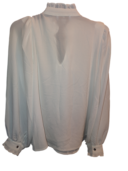 Women's Ruffled Pintucked Blouson-Sleeve Blouse Small